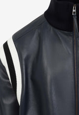 Leather Zip-Up Bomber Jacket