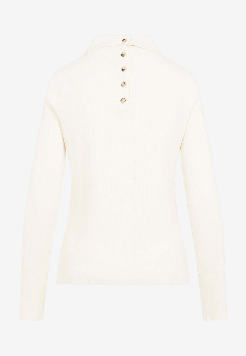 Long-Sleeved Polo Knit Top