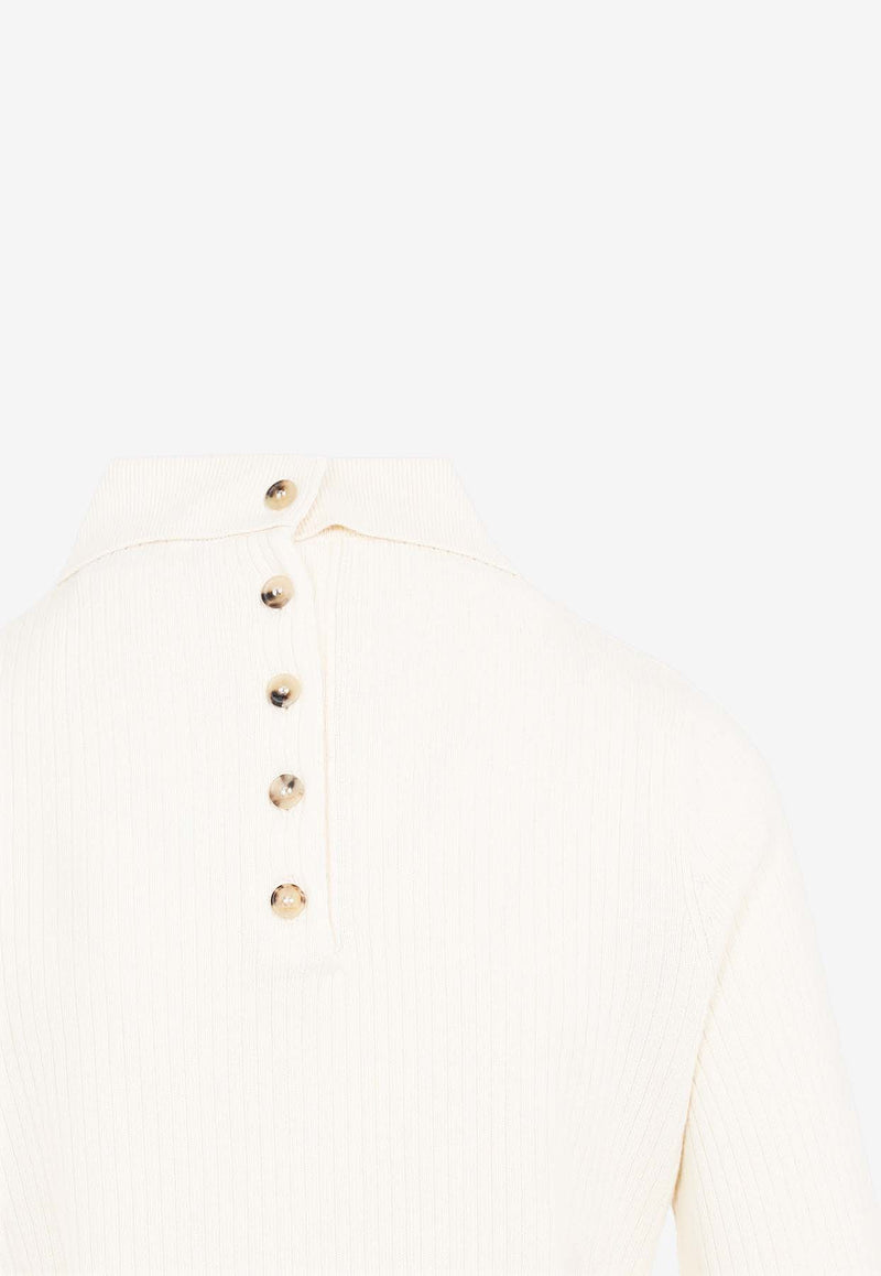 Long-Sleeved Polo Knit Top