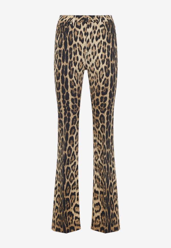 Animalier-Printed Bootcut Jeans