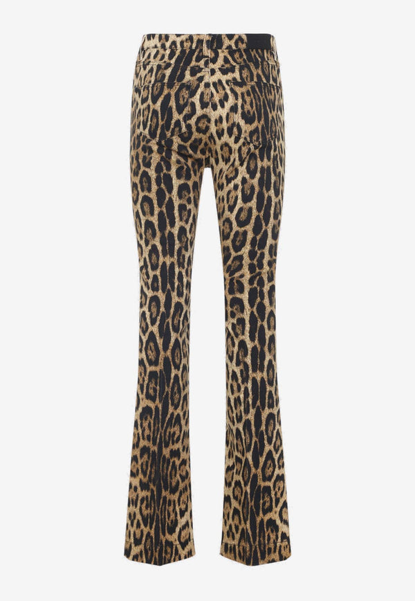 Animalier-Printed Bootcut Jeans