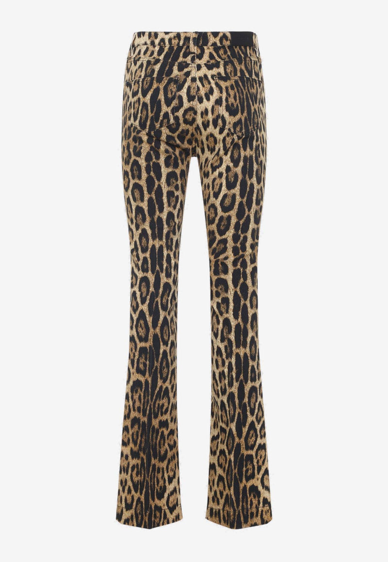 Animalier-Printed Bootcut Jeans