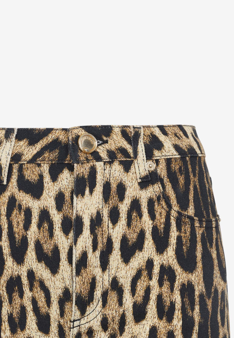 Animalier-Printed Bootcut Jeans