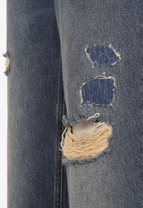 Distressed Straight-Leg Jeans