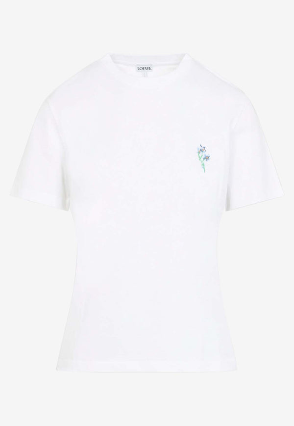 Floral-Embroidered Short-Sleeved T-shirt
