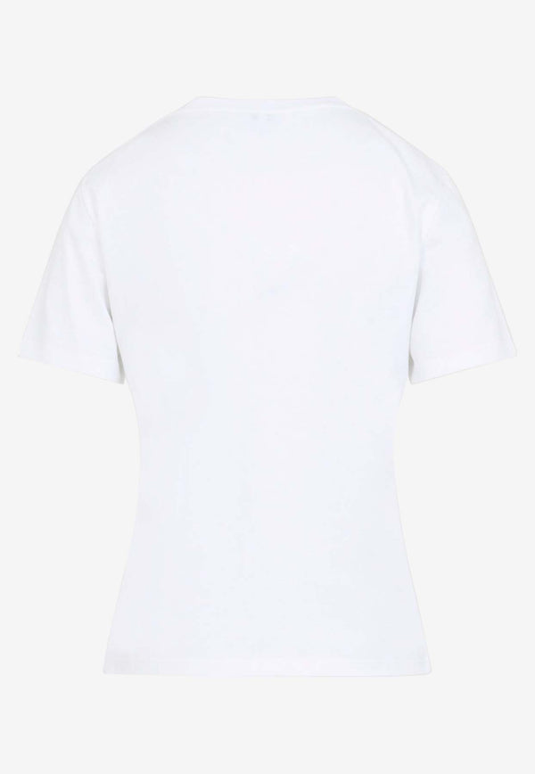 Floral-Embroidered Short-Sleeved T-shirt