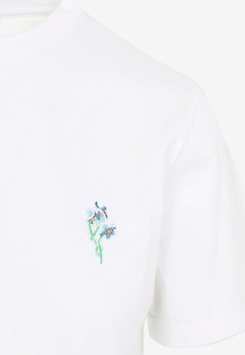 Floral-Embroidered Short-Sleeved T-shirt