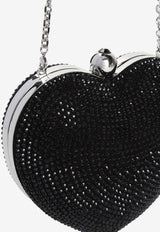 Crystal-Embellished Heart Clutch