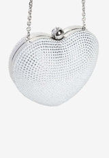 Crystal-Embellished Heart Clutch