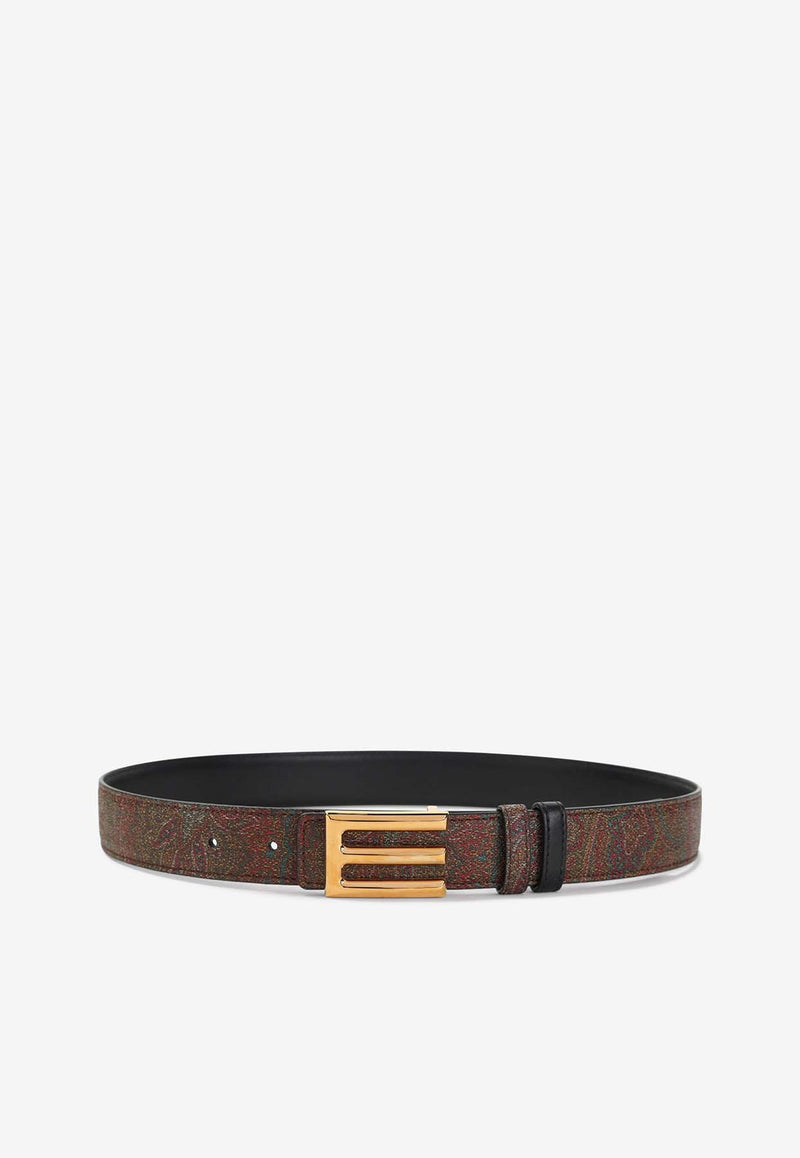 Logo Buckle Paisley Belt