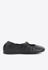 Leather Ballet Flats with Pebble