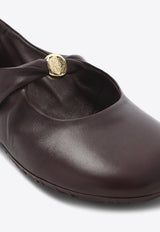 Leather Ballet Flats with Pebble