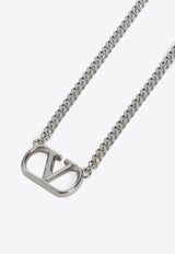 VLogo-Charm Metal Necklace