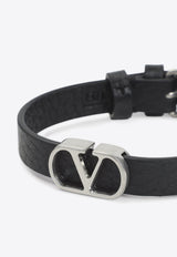 Vlogo-Charm Leather Bracelet