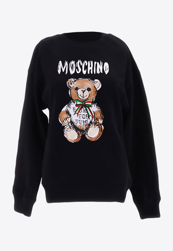 Moschino Teddy Bear Print Crewneck Sweatshirt Black 1712_528_V1555