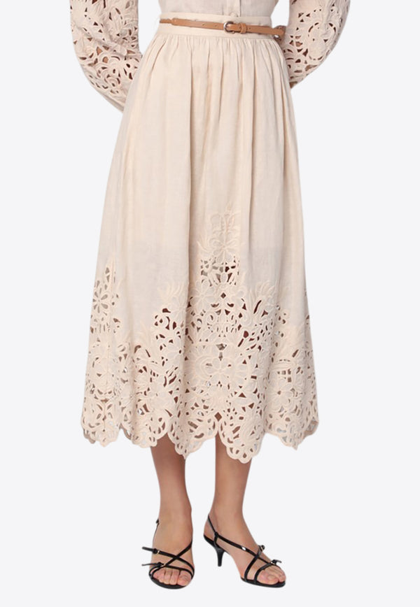 Zimmermann Wylie Broderie Anglaise Midi Skirt Cream 1745SRS251LI/Q_ZIMM-CR