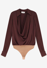 Draped Long-Sleeved Bodysuit