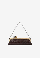 Salon Croc-Embossed Leather Long Clutch
