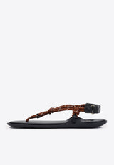 Logo Leather Flat Sandals