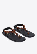 Logo Leather Flat Sandals