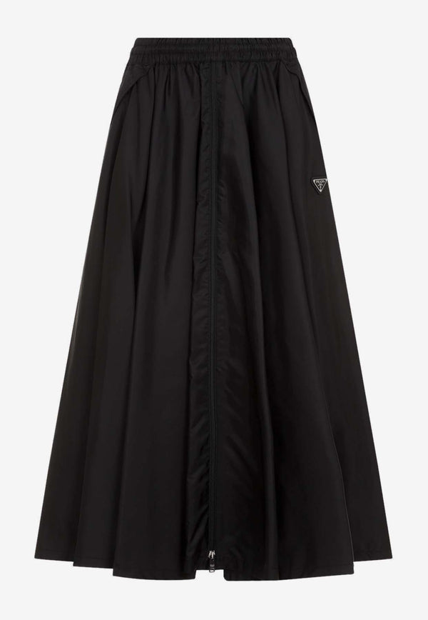 Re-Nylon Zip-Up Midi Skirt