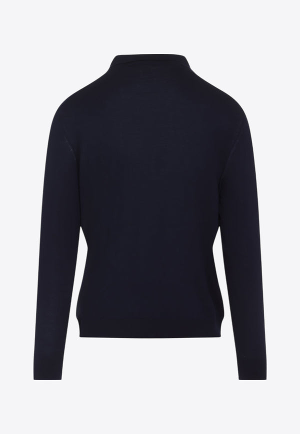 Wool Long-Sleeved Polo Sweater