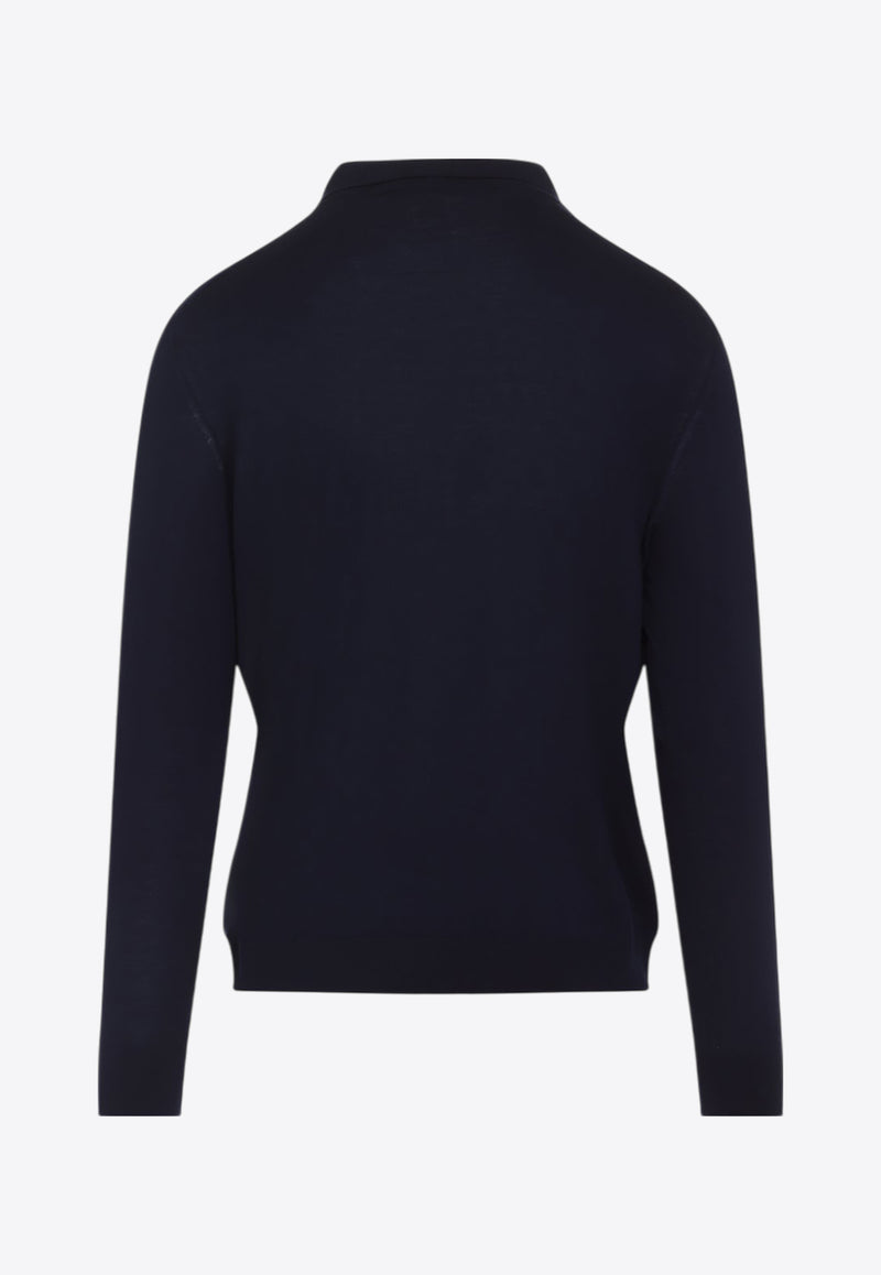 Wool Long-Sleeved Polo Sweater