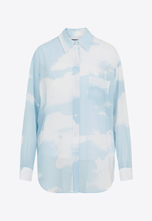 Clouds Print Silk Shirt