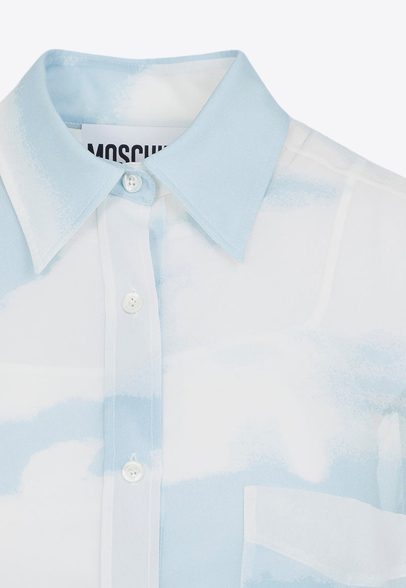 Clouds Print Silk Shirt