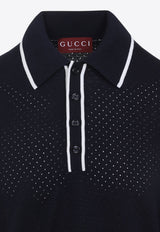 Perforated Wool Polo Sweater