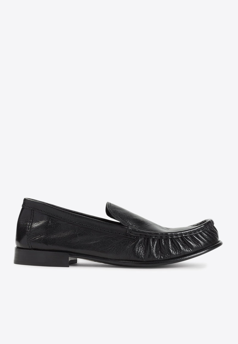 Logo Lettering Leather Loafers