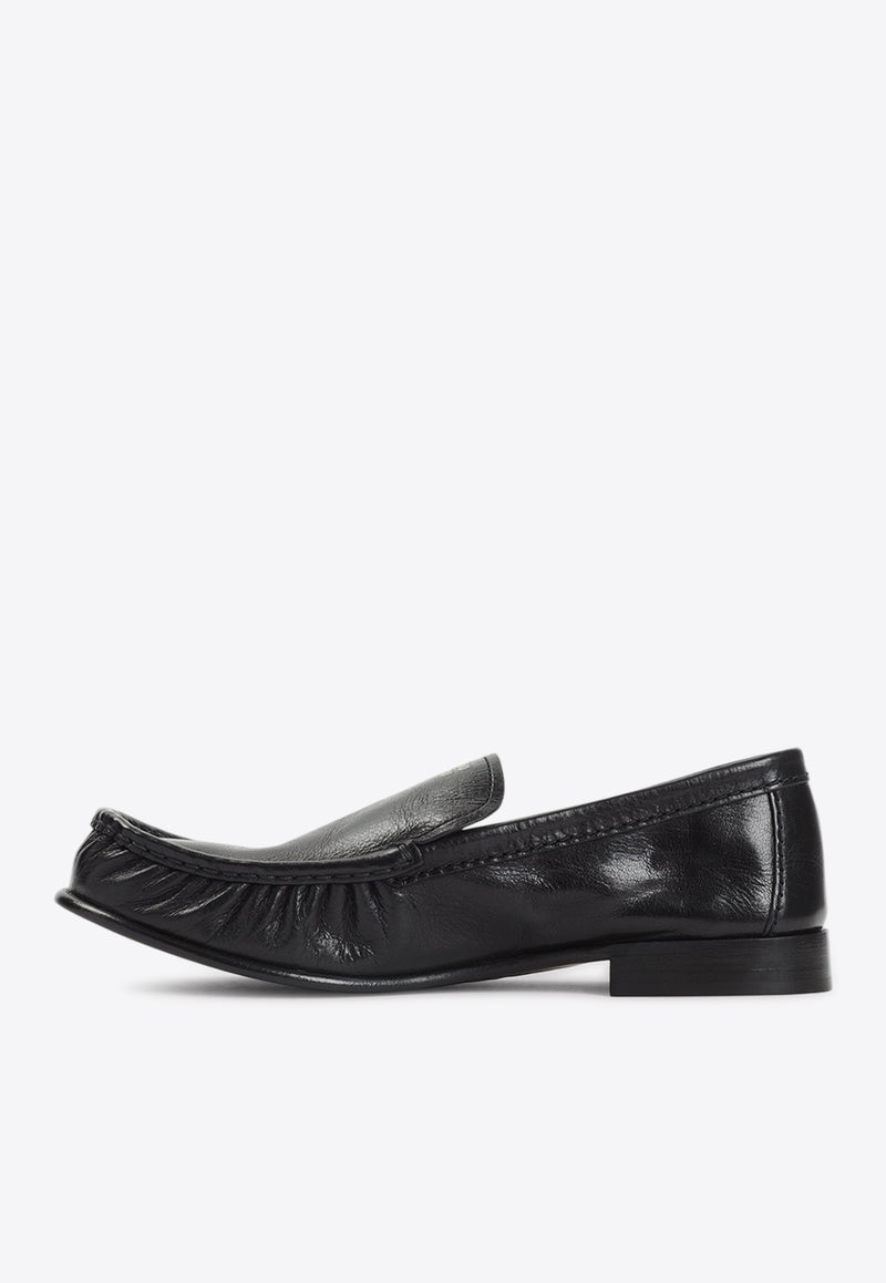 Logo Lettering Leather Loafers