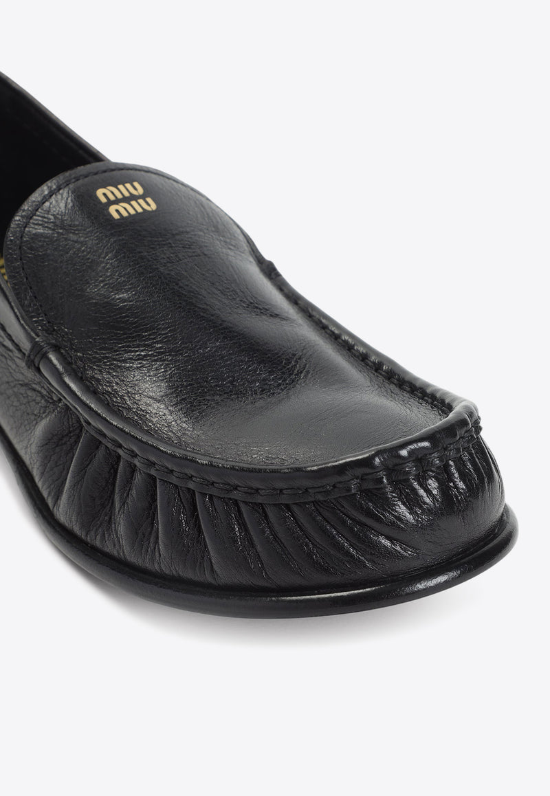 Logo Lettering Leather Loafers