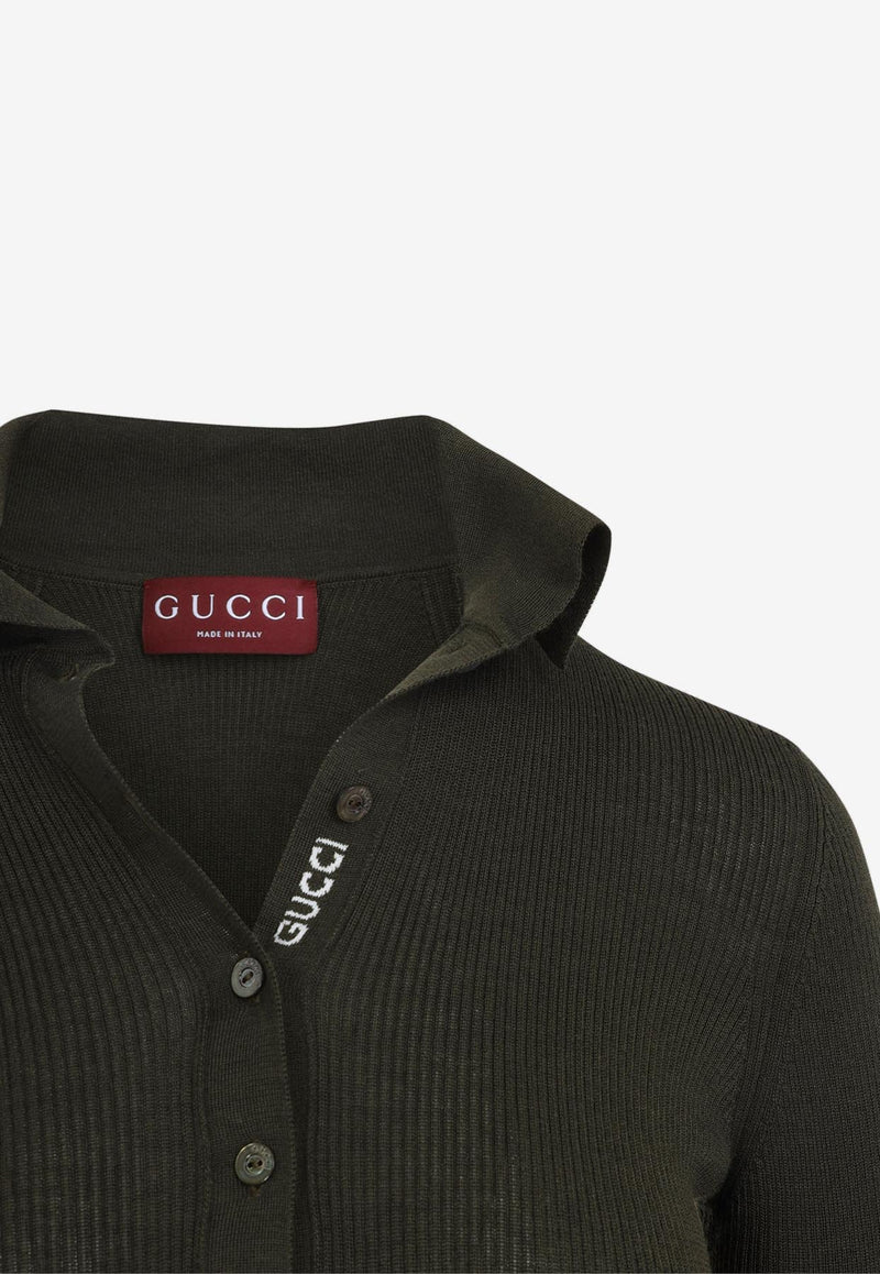Signature Web-Trimmed Polo Sweater