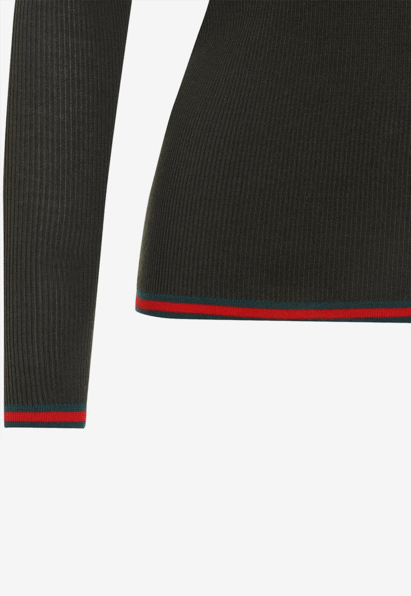 Signature Web-Trimmed Polo Sweater