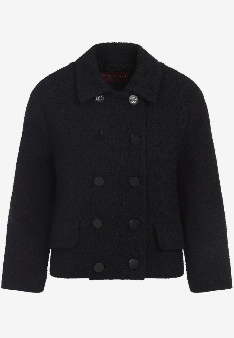 Boucle Double-Breasted Short Coat