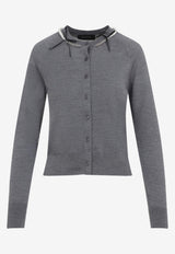 Pearl-Embellished Bow-Detailed Cardigan