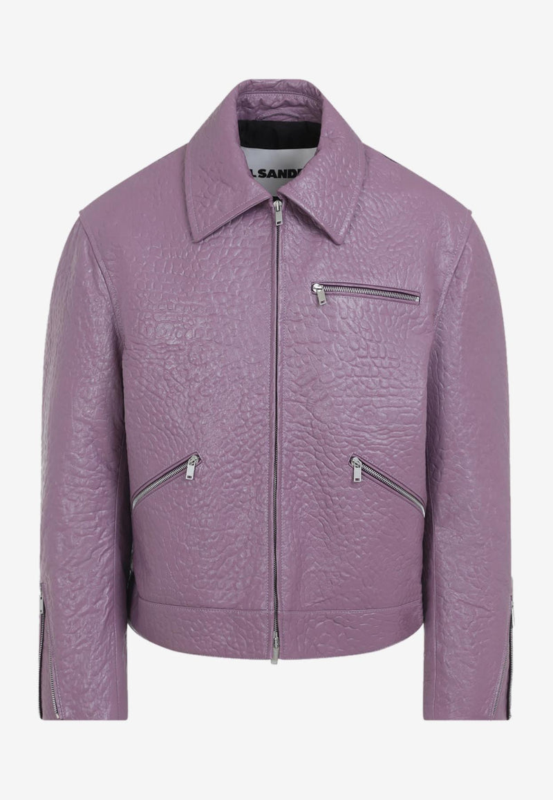 Leather Zip-Up Bomber Jacket