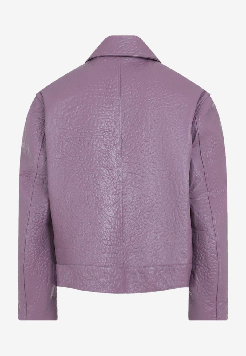 Leather Zip-Up Bomber Jacket