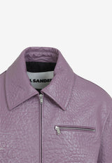 Leather Zip-Up Bomber Jacket