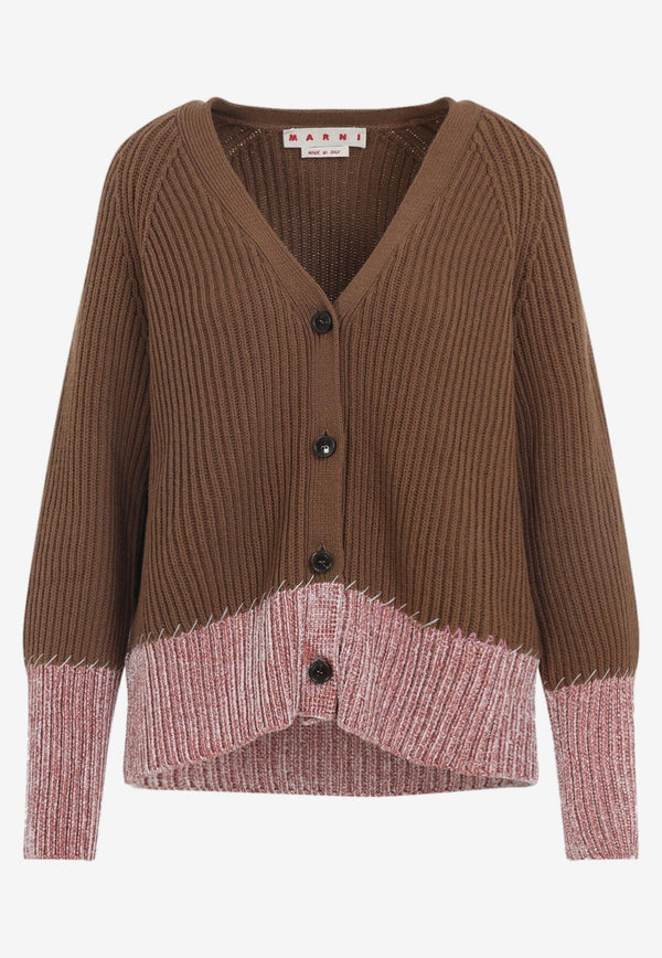 V-neck Bicolor Cardigan