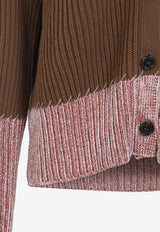 V-neck Bicolor Cardigan