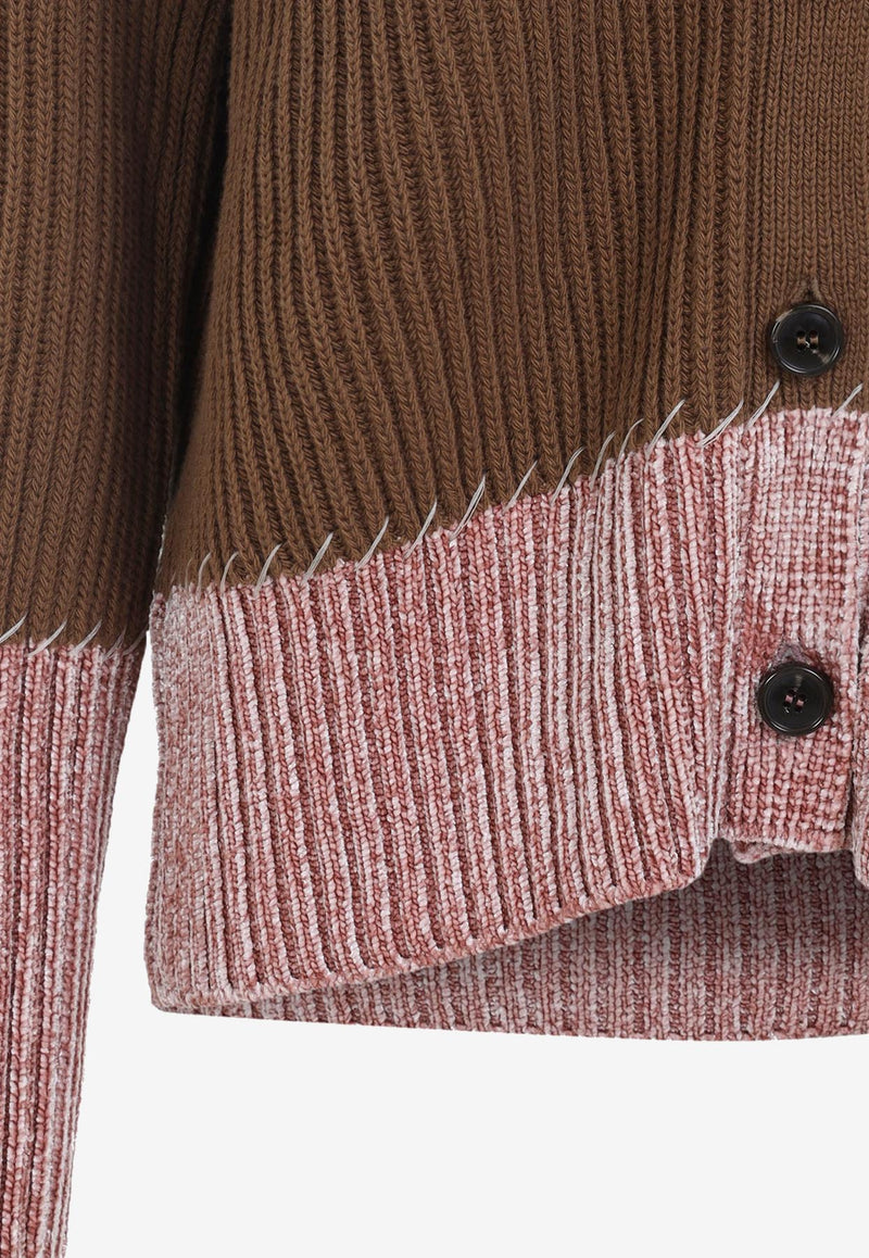 V-neck Bicolor Cardigan