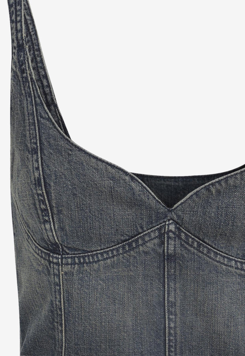 Corseted Denim Top