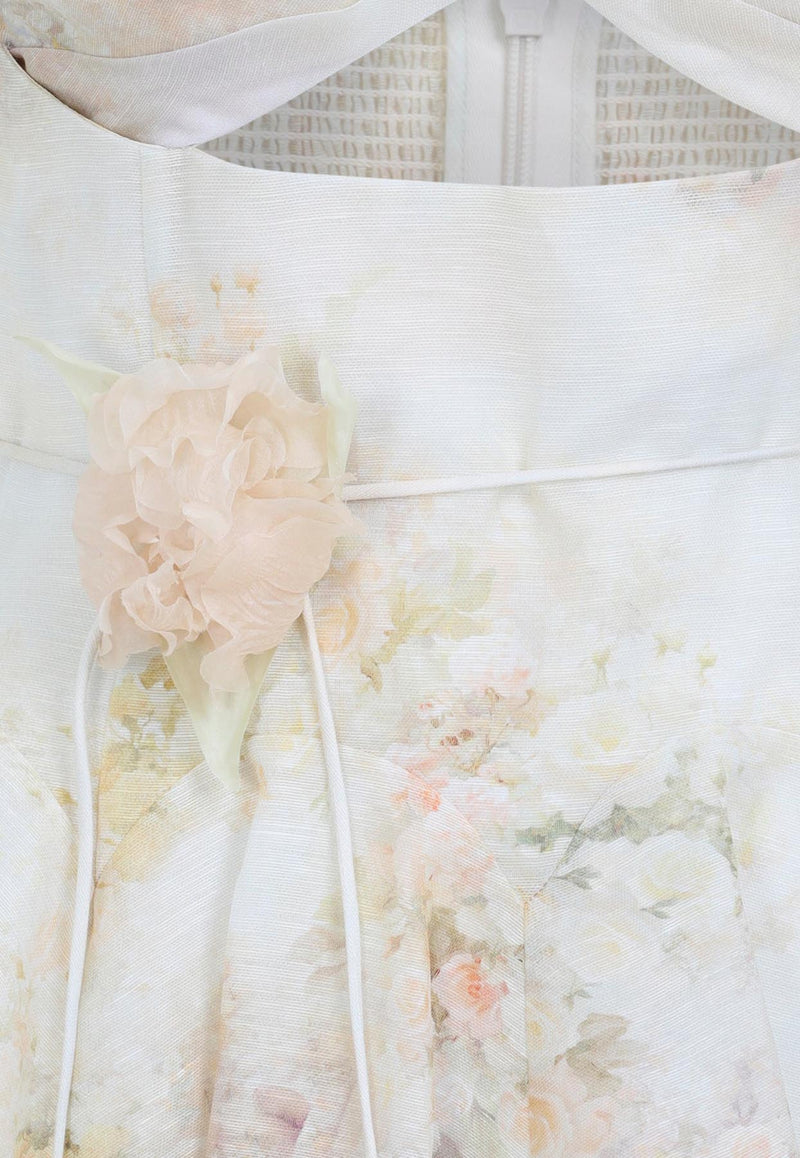 Memento Twist Front Floral Mini Dress