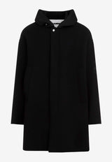 Virgin Wool Coat with Hood