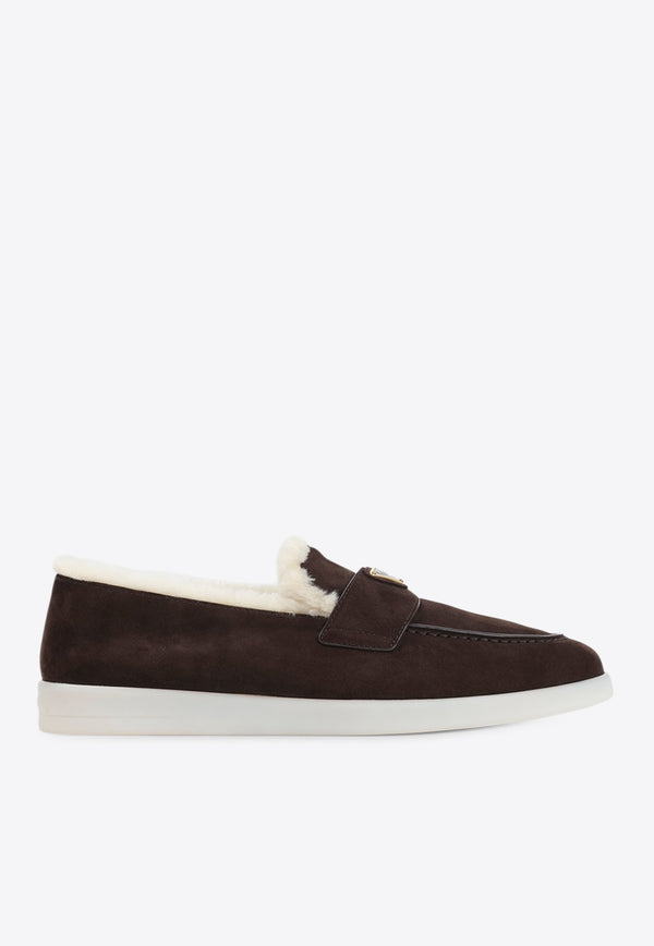 Suede Shearling Loafers