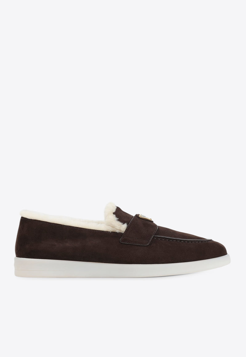 Suede Shearling Loafers