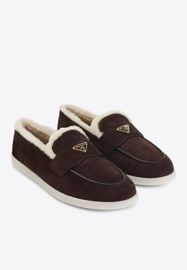 Suede Shearling Loafers