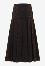 Animalier-Printed Midi Skirt